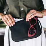 Mini Florence French Navy Leather Crossbody Wallet