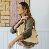 Paris Gold Leather Tote Bag