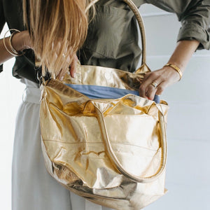 Paris Leather Tote Bag - Gold