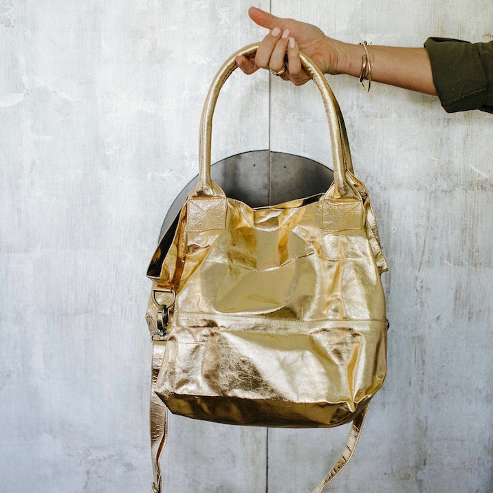 Paris Leather Tote Bag - Gold