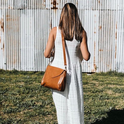 Singapore Caramel Leather Crossbody Bag