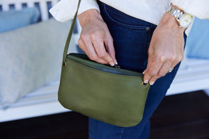 Mini Florence Leather Crossbody Wallet - Army