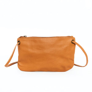 Mini Florence Leather Crossbody Wallet - Caramel