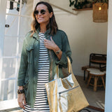 New York Gold Leather Tote Bag