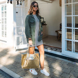 New York Gold Leather Tote Bag