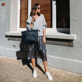 Rome French Navy Leather Tote Bag