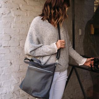 Rome Grey Leather Tote Bag
