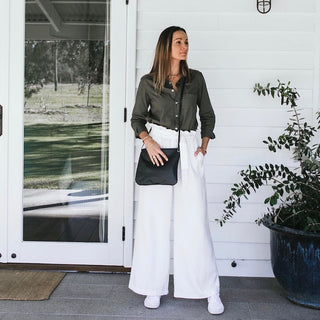 Florence French Navy Leather Crossbody