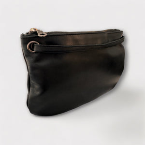 Mini Florence Leather Crossbody Wallet - Black