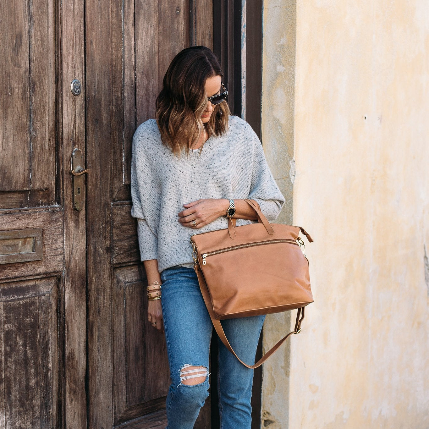 Rome Caramel Leather Tote Bag