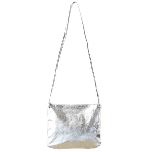 Florence Leather Crossbody Bag - Silver