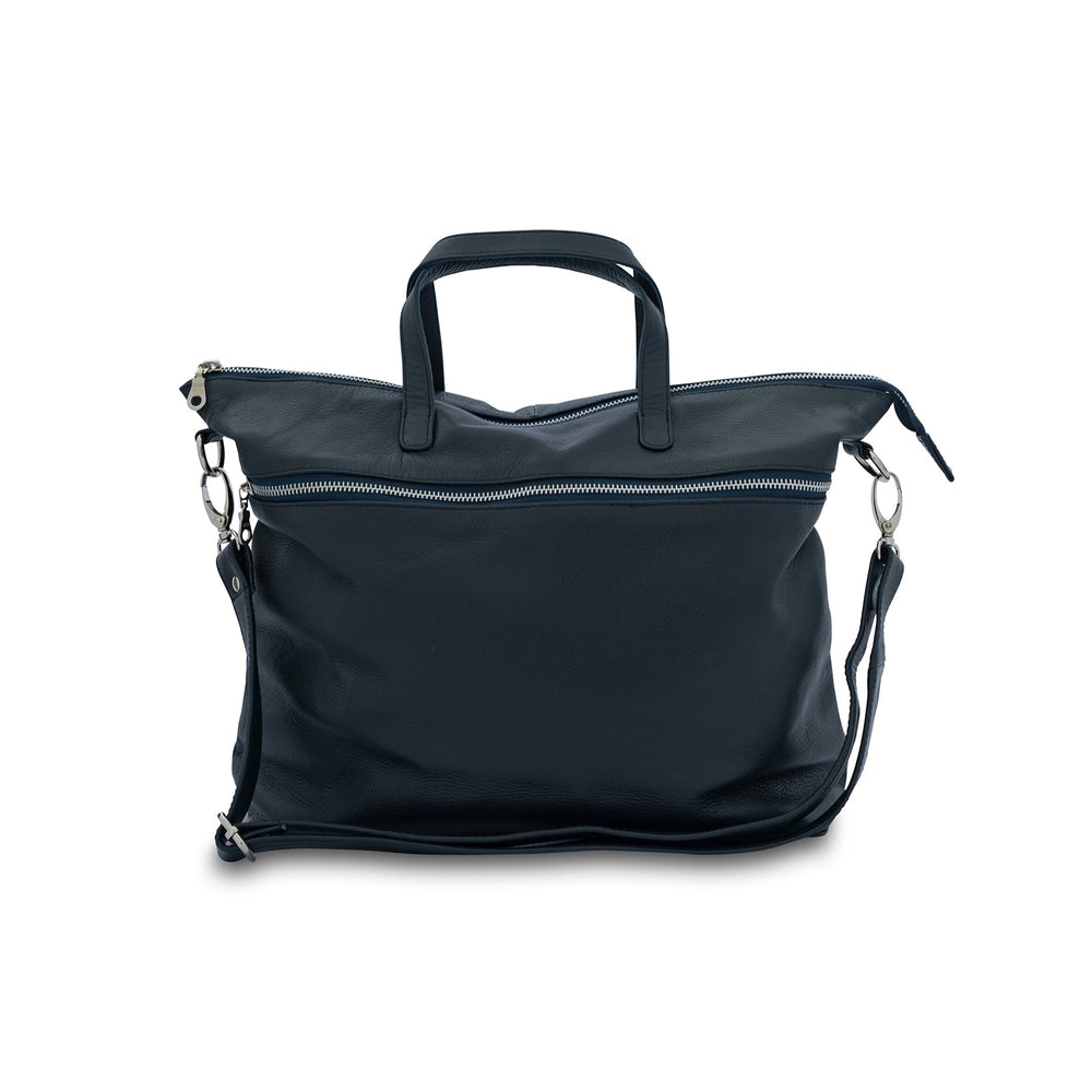 Rome Leather Tote laptop bag- French Navy